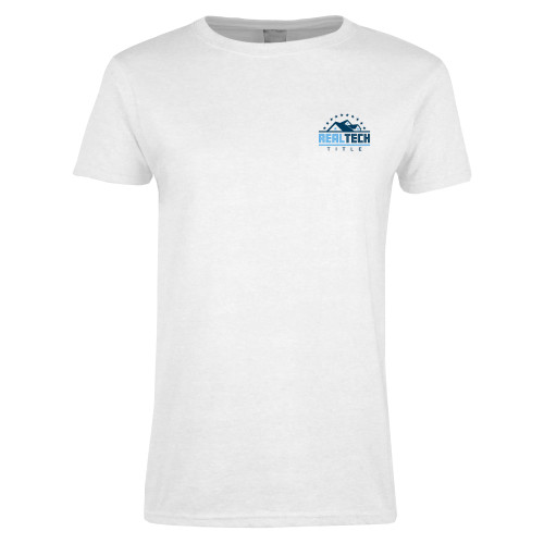 Womens White Short Sleeve Tee-Real Tech Title