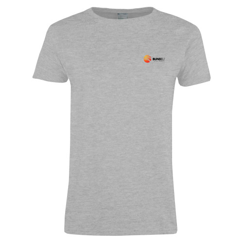 Womens Grey Short Sleeve Tee-Sunbelt Title Agency