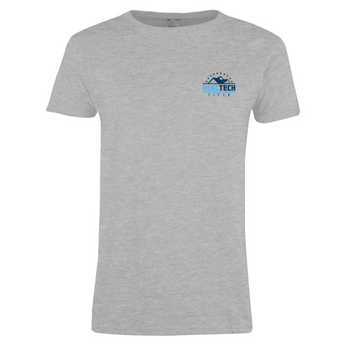 Womens Grey Short Sleeve Tee-Real Tech Title