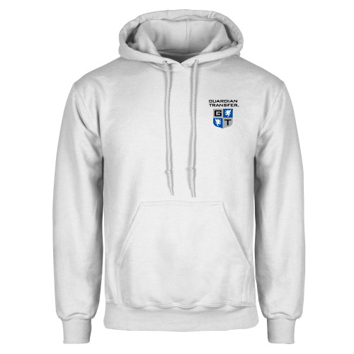 White Fleece Hoodie-Guardian Transfer Vertical