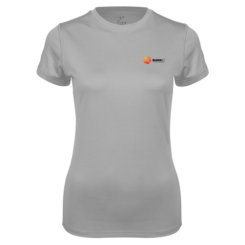 Womens Grey Performance Short Sleeve Tee-Sunbelt Title Agency