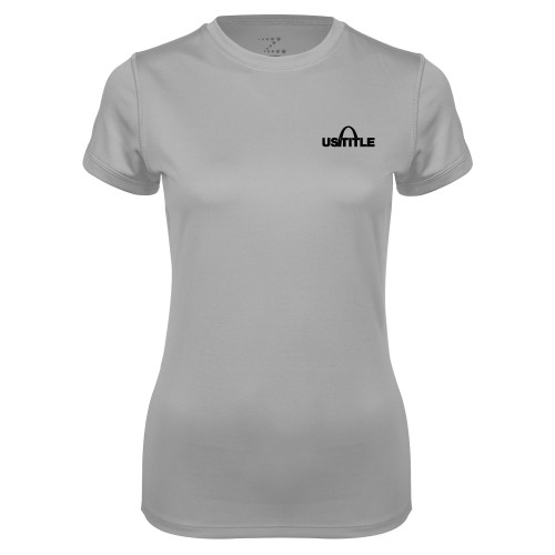 Womens Grey Performance Short Sleeve Tee-US Title