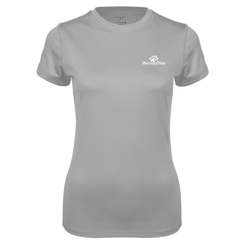 Womens Grey Performance Short Sleeve Tee-Mercury Title