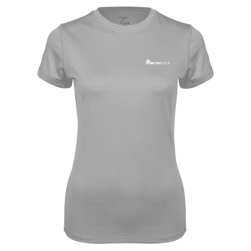 Womens Grey Performance Short Sleeve Tee-Metro Title
