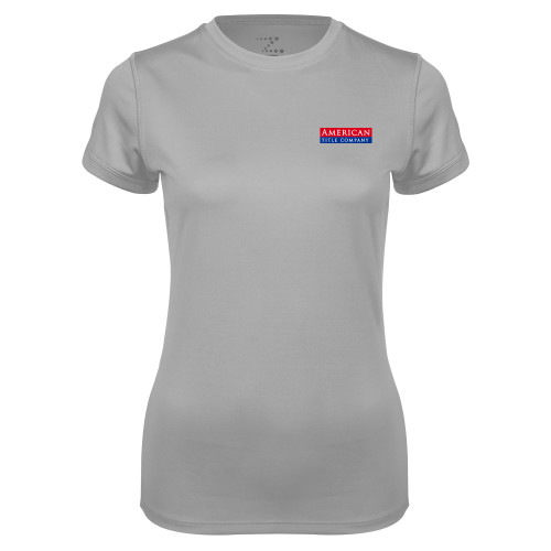 Womens Grey Performance Short Sleeve Tee-American Title Company