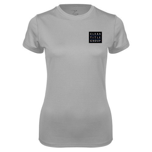 Womens Grey Performance Short Sleeve Tee-Clear Title Group