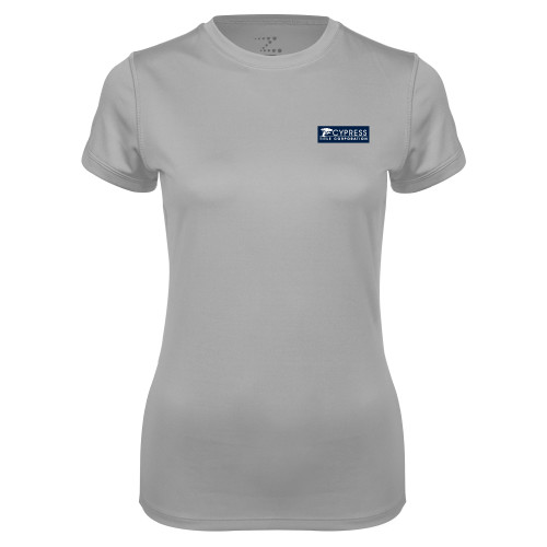 Womens Grey Performance Short Sleeve Tee-Cypress Title Corporation