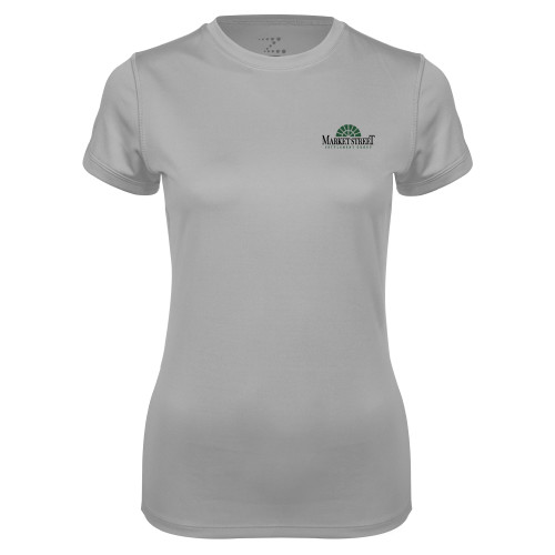 Womens Grey Performance Short Sleeve Tee-Market Street Settlement Group