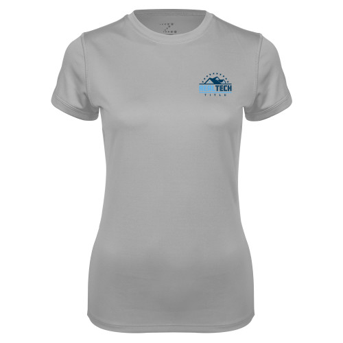 Womens Grey Performance Short Sleeve Tee-Real Tech Title
