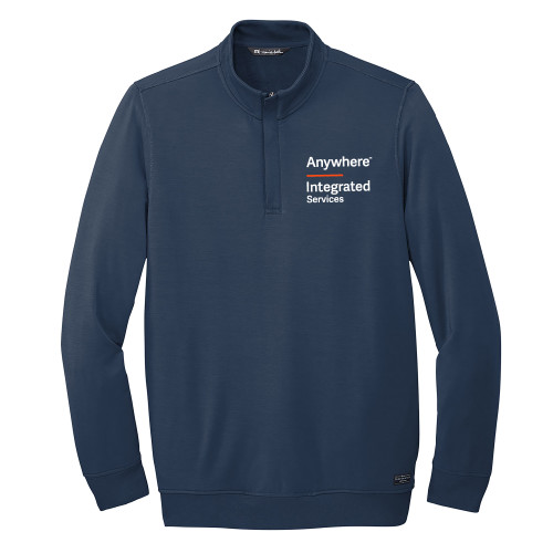 TravisMathew Navy Newport 1/4 Zip Fleece-Anywhere Integrated Services Vertical