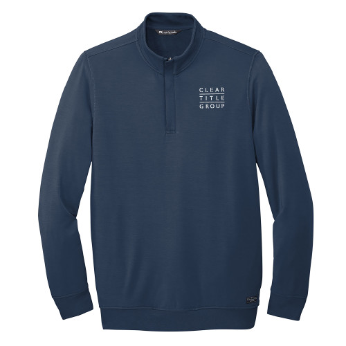 TravisMathew Navy Newport 1/4 Zip Fleece-Clear Title Group