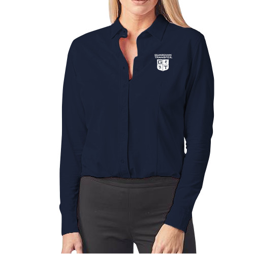 Womens Navy Elitech Prestige Knit Long Sleeve Shirt-Guardian Transfer Vertical