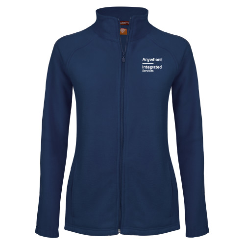 Womens Navy Fleece Full Zip Jacket-Anywhere Integrated Services Vertical