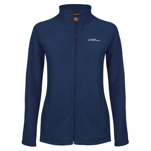 Womens Navy Fleece Full Zip Jacket-Anywhere Insurance Agency