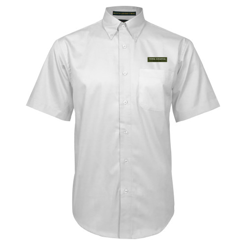 White Twill Button Down Short Sleeve-Terra Coastal Escrow