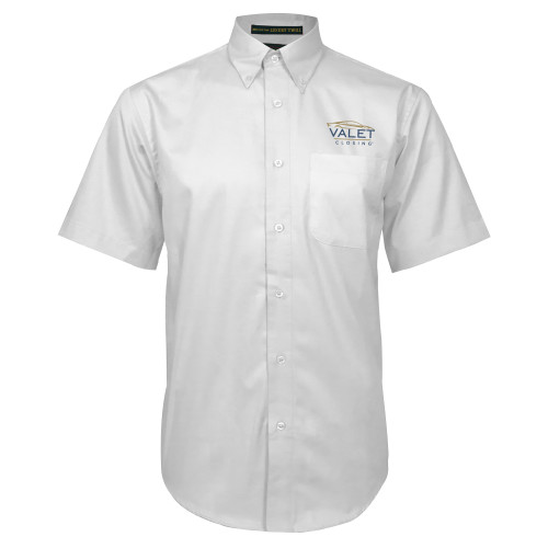 White Twill Button Down Short Sleeve-Valet Closing