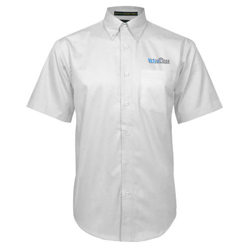 White Twill Button Down Short Sleeve-Virtual Close