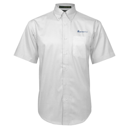 White Twill Button Down Short Sleeve-Metro Title