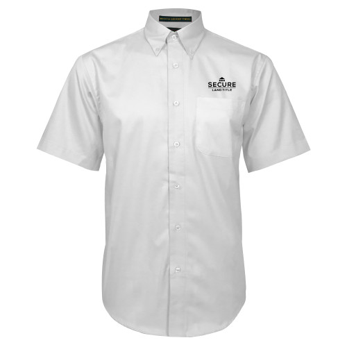 White Twill Button Down Short Sleeve-Secure Land Title