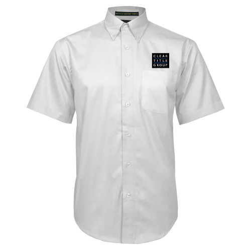 White Twill Button Down Short Sleeve-Clear Title Group