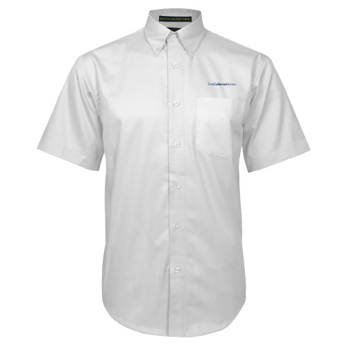 White Twill Button Down Short Sleeve-First California Escrow