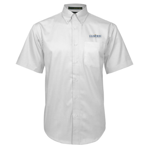 White Twill Button Down Short Sleeve-Guardian Title Agency