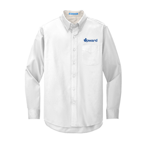 White Twill Button Down Long Sleeve-Upward Title Company