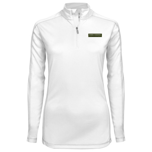 Syntrel Womens White Interlock 1/4 Zip-Terra Coastal Escrow