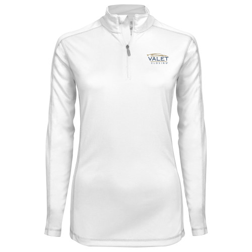 Syntrel Womens White Interlock 1/4 Zip-Valet Closing