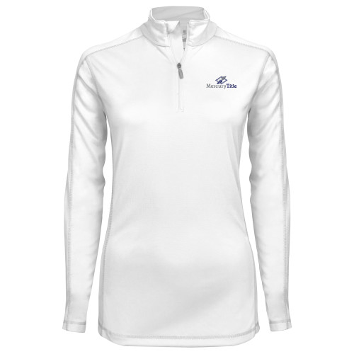 Syntrel Womens White Interlock 1/4 Zip-Mercury Title