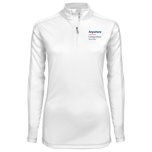 Syntrel Womens White Interlock 1/4 Zip-Anywhere Integrated Services Vertical