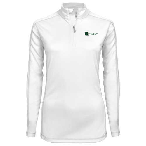 Syntrel Womens White Interlock 1/4 Zip-Equity Title Company
