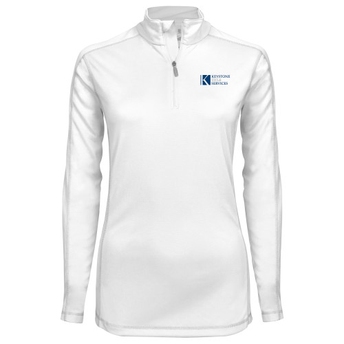 Syntrel Womens White Interlock 1/4 Zip-Keystone Title Services