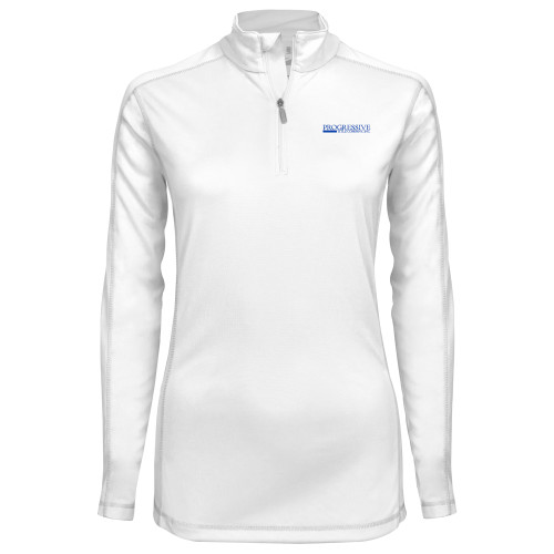 Syntrel Womens White Interlock 1/4 Zip-Progressive Title