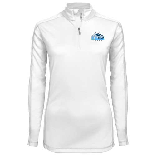 Syntrel Womens White Interlock 1/4 Zip-Real Tech Title
