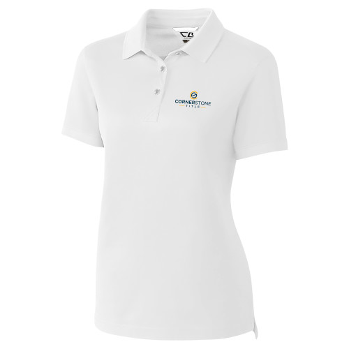 C&B Womens White Advantage Polo-Corner Stone Title Company
