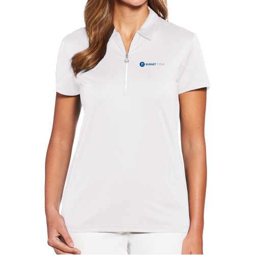 Callaway Womens White Tulip Sleeve Zip Polo-Burnet Title
