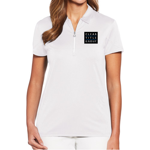 Callaway Womens White Tulip Sleeve Zip Polo-Clear Title Group