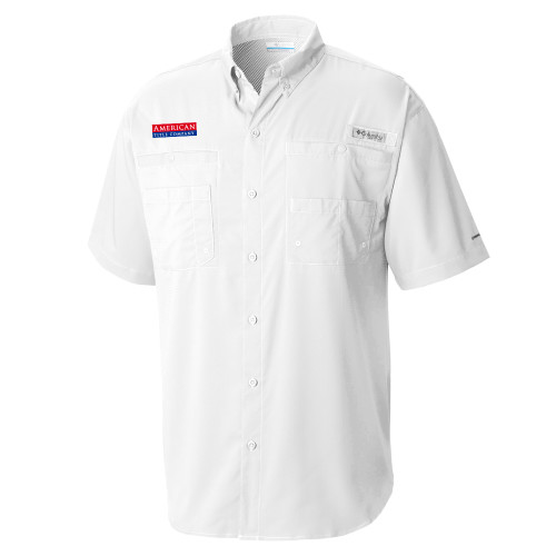 Columbia White Tamiami Performance Short Sleeve Shirt-American Title Company