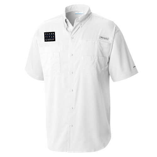 Columbia White Tamiami Performance Short Sleeve Shirt-Clear Title Group