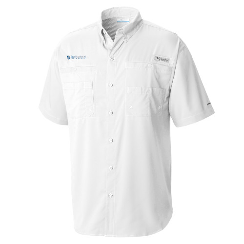 Columbia White Tamiami Performance Short Sleeve Shirt-Pro National Title Agency