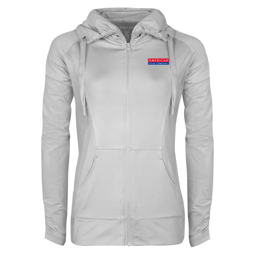 Womens White Sport Wick Stretch Full Zip Jacket-American Title Company