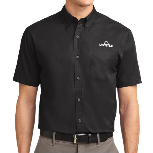 Black Twill Button Down Short Sleeve-US Title