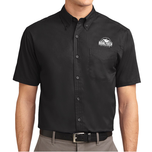 Black Twill Button Down Short Sleeve-Real Tech Title