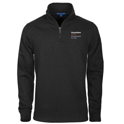 Black Slub Fleece 1/4 Zip Pullover-Anywhere Integrated Services Vertical