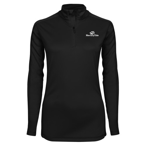 Syntrel Womens Black Interlock 1/4 Zip-Mercury Title