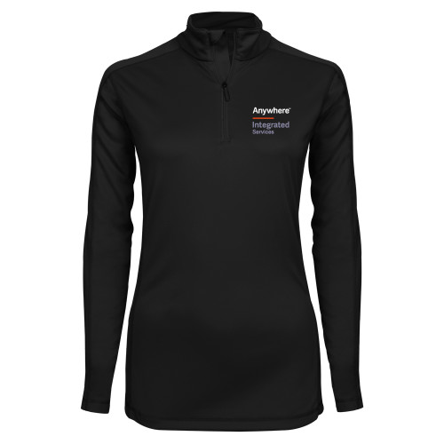 Syntrel Womens Black Interlock 1/4 Zip-Anywhere Integrated Services Vertical