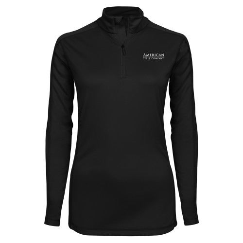 Syntrel Womens Black Interlock 1/4 Zip-American Title Company