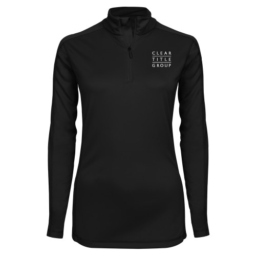 Syntrel Womens Black Interlock 1/4 Zip-Clear Title Group