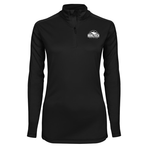 Syntrel Womens Black Interlock 1/4 Zip-Real Tech Title